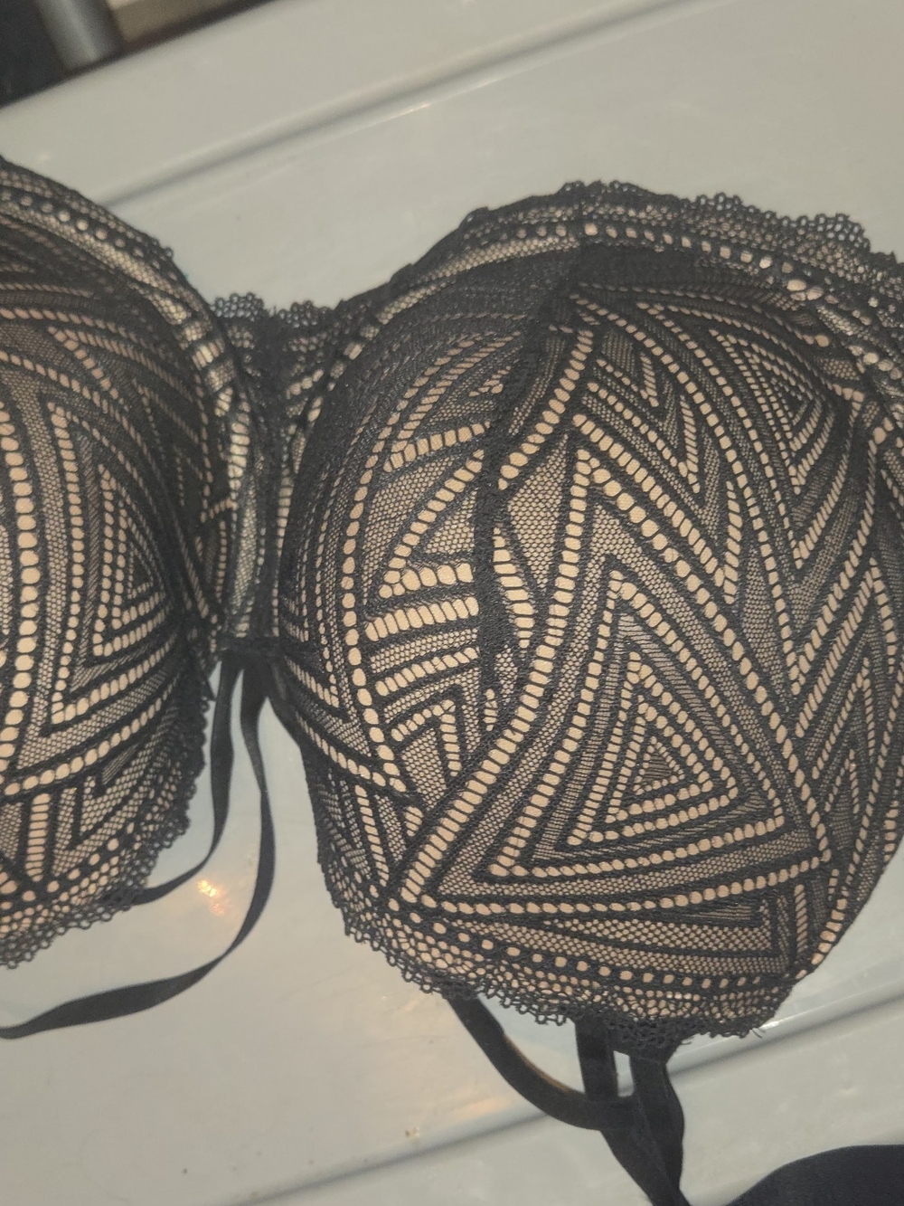 Adore Me Strapless Lace Push-Up Bra with Nude Lining